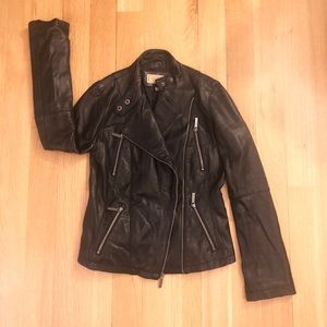 Women’s leather moto jacket